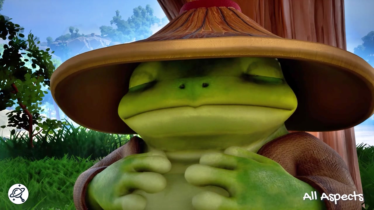 Ito resting under his straw hat in a lush forest